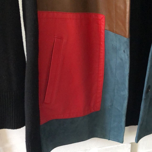 PER SE by CARLISLE • Genuine Suede Leather & Knit Car Coat / Long Jacket - Picture 8 of 16